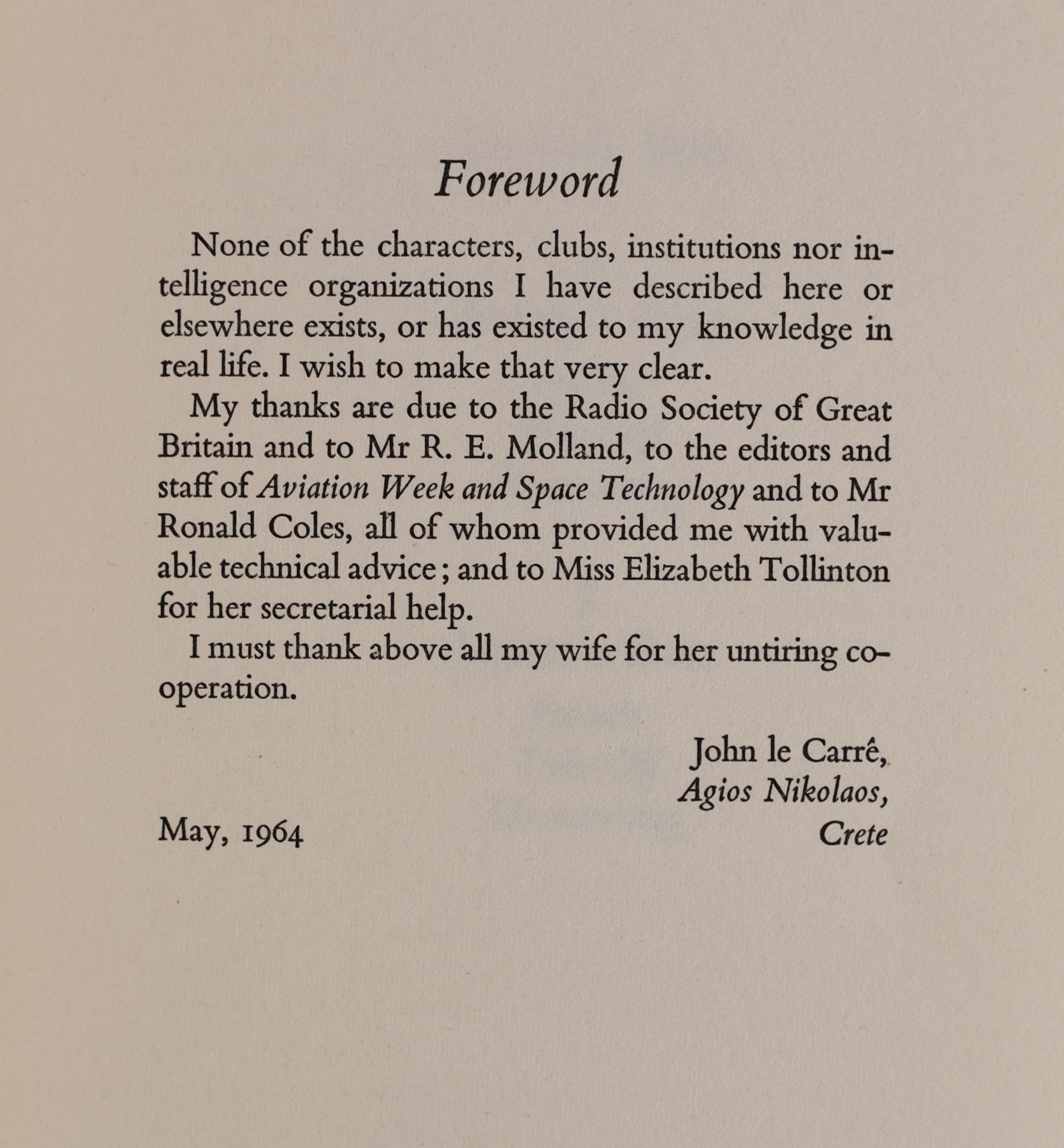 Le Carre, John - The Looking-Glass War, 1st edition, in unclipped d/j, spine sunned, Heinemann, London, 1965